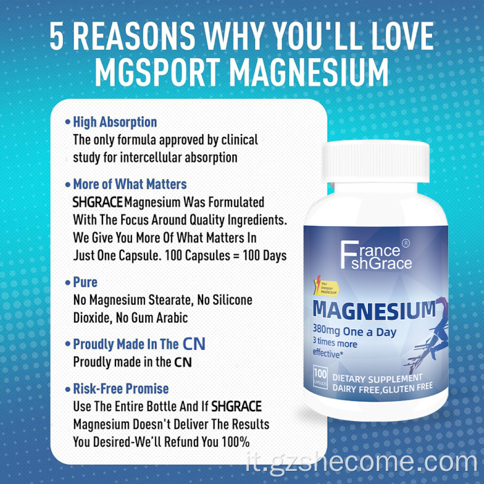 Capsule di magnesio Shecome Supporto per muscoli e cuore